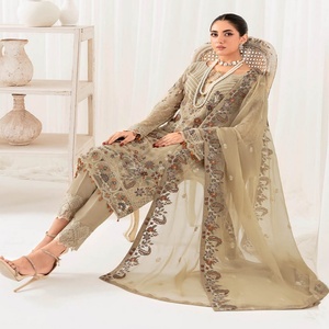 ชุดสูทงานแต่งงานของผู้หญิง3ชิ้นชุดชีฟองออกแบบโดยนักออกแบบปากีสถาน Ramsha rangoon 10เย็บ salwar และส่าหรีสำหรับเด็กผู้หญิง - Product Image 5