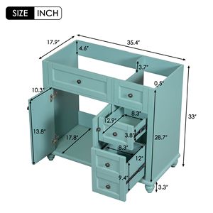 Solid Wood 36-Inch Bathroom Vanity Without Top Free Standing 2-Drawer Set with Soft Closing Doors Sink Included - Product Image 6