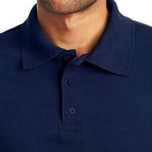 Polo de Manga Corta Azul Marino para Hombre, Algodón Piqué, Color Sólido, Corte Regular Informal, Cuello con Botones, Tejido de Punto - Product Image 6