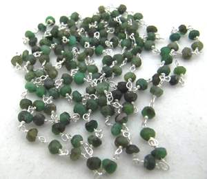 Natural Chrysoprase Rondelle Geometric Faceted Beaded 3-4mm <b>Rosary</b> Chain - Product Image 4