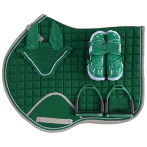 Produits équestres de haute qualité : Selle en mousse satinée, bonnet d'oreille coloré au crochet, bandages de polo pour chevaux, ensemble de tapis de selle à paillettes - Product Image 4