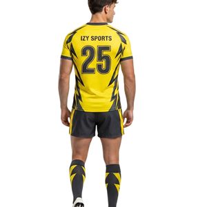Uniformes de rugby respirants imprimés à manches courtes avec bordure dentelée en microfibre durable, personnalisables pour clubs - Vente en gros - Product Image 3