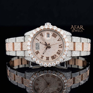 Montre AFAR Jewels Iced Out Moissanite avec cadran en acier inoxydable, chiffres romains et calendrier pour homme - Product Image 2
