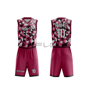 T-shirts de streetwear hip-hop à motifs de dessins animés entièrement sublimés, ensembles de maillots de basket-ball roses - Product Image 2