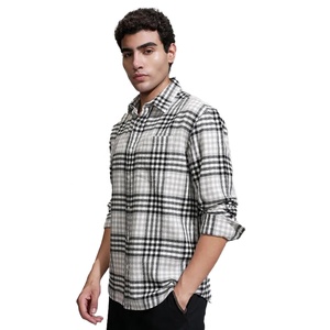Chemise en flanelle à carreaux vintage avec logo personnalisé, coupe ample, manches longues, col rabattu, en coton tricoté, décontractée, pour l'automne - Product Image 4