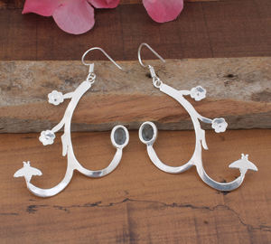 Boucles d'oreilles pendantes élégantes en argent sterling 925 plaqué argent avec pierre précieuse topaze bleue naturelle, bijoux de luxe pour femmes, mariage et fête - Product Image 3