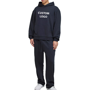Oversized Solid Fleece Tracksuit Men <b>Women</b> <b>Baggy</b> Fit Two Piece Sportswear Set with Hoodie <b>Jogger</b> Casual Wear Gym Training Street - Product Image 2