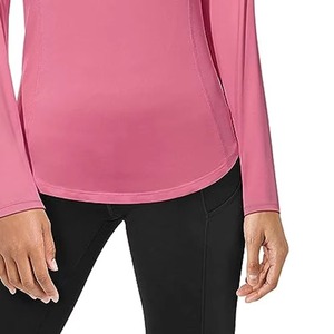 Haut de sport sans coutures pour femme à manches longues, anti-transpiration, pour yoga, protection anti-UV, ajustement moulant, couche de base de compression - Product Image 3