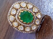 Women's Green Doublet Floral Oval Cluster Classic Vintage Style <b>Gold</b> Plated Silver <b>Cocktail</b> <b>Ring</b> Wedding Engagement Amaira - Product Image 6