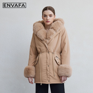 <b>Women</b> Thick Warm Eco-Friendly Winter <b>Coat</b> <b>Hooded</b> Parka Faux <b>Fur</b> Long <b>Puffer</b> Jacket Windproof Outerwear Polyester Fashion - Product Image 1
