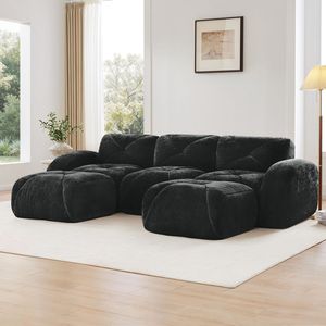 Divano a U Senza Struttura con Design Trapuntato, Spugna ad Alta Densità 32D, Base Antiscivolo, Senza Montaggio, Combinazione Libera per Soggiorno - Product Image 3