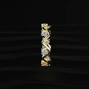 Anillo de Diamantes de Corte Redondo con Claridad VVS-VS, Anillo de Eternidad de Diamantes de Círculo Completo, Joyería Nupcial Elegante, Anillo de Propuesta Romántico - Product Image 1