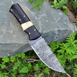 Custom Handmade Damascus Steel Hunting <b>Knife</b> Overall Length 8.5 inches <b>Handle</b> Made Of <b>Bone</b> and Wenge Wood - Product Image 5