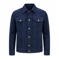 Veste en cuir bleu marine vintage de qualité supérieure avec fermeture éclair, coupe-vent, respirante, antibactérienne, pour homme, vente en gros, service OEM