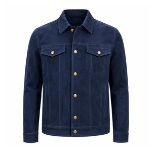 Chaqueta Premium Vintage Azul Marino de Lona con Cremallera Estilo Western para Hombre, Venta al por Mayor, Cortavientos, Transpirable, Servicio OEM - Product Image 1