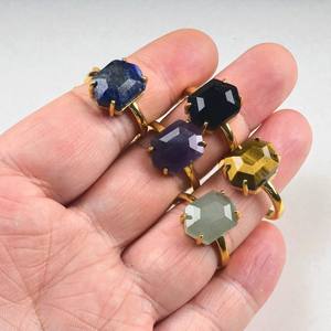 925 Silver Natural Hexagon <b>Lapis</b> <b>Lazuli</b> Gemstone <b>Ring</b> — 10x14mm Geometric Gemstone <b>Ring</b> - Modern Statement <b>Ring</b> - Product Image 2