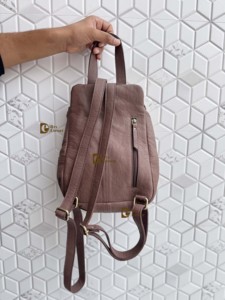 Genuine Leather <b>Backpack</b> With Cowhide Pattern Bohemian Style Softback Unisex Daypack Zipper Closure - Product Image 3