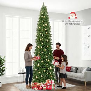 12 Feet Tall Pre-Lit Slim Pencil Christmas <b>Tree</b> Indoor and Outdoor Artificial with <b>Lights</b> - Product Image 3