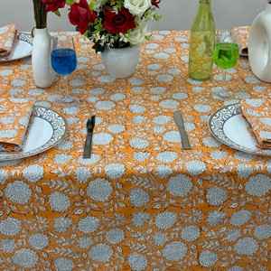 Floral Printed Cotton <b>Tablecloth</b> Classic Ethnic Design Rectangular Washable Home Use - Product Image 2
