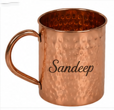 Mug en cuivre pur martelé personnalisé avec gravure de nom sur mesure |   Mug à boire ayurvédique fait main |   Tasse en cuivre cadeau - Product Image 4