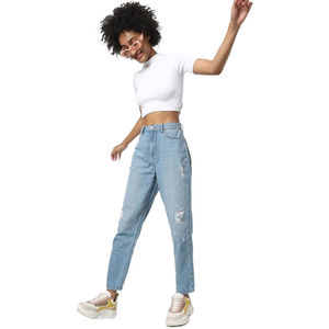 Wholesale New Arrival <b>Women</b> Skinny Fit High Waist Vintage Winter Denim Jeans Breathable Casual Washed 100% Cotton - Product Image 5