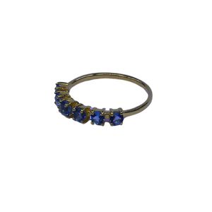 Anillo Clásico de Plata de Ley 925 Chapado en Oro con Topacio Azul para Mujer, Joyería para Bodas - Product Image 2