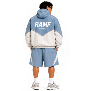 Conjunto de Chaqueta Cortavientos y Pantalones Cortos Personalizados para Hombre, Ajustables, con Bloques de Color, Dos Piezas - Product Image 4