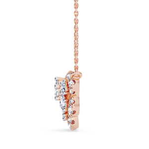 Collier pendentif papillon en or rose avec diamants ronds taille brillant, bijoux de luxe pour femme avec chaîne à maillons - Product Image 2