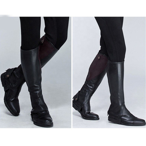 Botas de equitación de color sólido, de cuero adherido, con punta cerrada, ajuste cómodo para montar a caballo. - Product Image 4