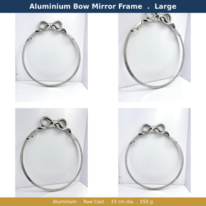 Large <b>Round</b> Aluminium Bow Mirror <b>Frame</b> Cast Metal Wall Decorative Ribbon Top Gallery Wall Home Decorative Mouldings - Product Image 4