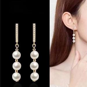 Pendientes de Perlas de Agua Dulce de 6-7 mm, Estilo Hong Kong, con Diamantes Completos, Plata de Ley 925, Perla Blanca, Zhuji 2025 - Product Image 3