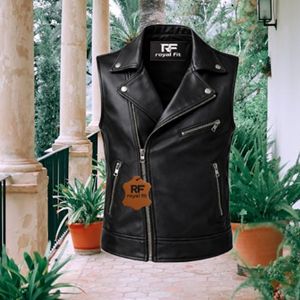 Chaleco de Motociclista Personalizado Unisex de Cuero Genuino Negro, Impermeable, Estilo Urbano, Sin Mangas, con Botones, Proveedor OEM ODM - Product Image 3