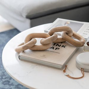Acacia Wood Chain Link Decor, <b>Coffee</b> <b>Table</b> Accessories, Bookshelf Decors, Sculpture for Shelves, Wooden Decorative Object - Product Image 4