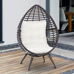 Sillón Huevo de Mimbre para Patio Interior/Exterior con Cojín Suave, Asiento Tipo Lágrima, Muebles de Ratán de Plástico PE para Interiores/Exteriores - Product Image 2