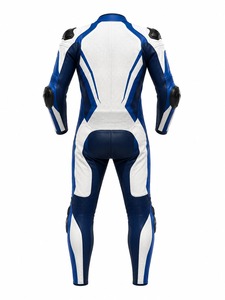 Men's Full Sleeve Motorcycle Racing <b>Suit</b> <b>White</b> Blue Leather Breathable Color Blocked Front Logo Adult All Seasons Motorcycle - Product Image 2