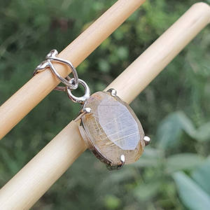 Plata de Ley 925 chapada en oro minimalista clásico filigrana fianza rutilo cuarzo corte ovalado colgantes dijes collar - Product Image 4