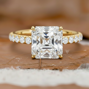 Joyería Fina de Oro Sólido de 18k con Diamantes de Laboratorio DEF/VVS de 1ct, Corte Asscher Personalizado, Anillo de Compromiso y Boda para Aniversario - Product Image 1