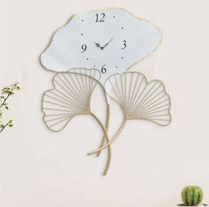 Modern Ginkgo Leaf Metal <b>Wall</b> <b>Clock</b> Analog Quartz Silent <b>Design</b> for Living Room Decor - Product Image 4