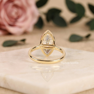 Marquise Cut Moissanite <b>Solitaire</b> <b>Ring</b> 925 <b>Silver</b> 18K Gold Plated Prong Setting Luxury Engagement Band Women's 8K - Product Image 3