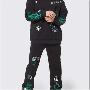 ชุดวอร์มผู้ชายแบบ 2-in-1 ลายพิมพ์สปริง ราคาโรงงาน เสื้อแจ็คเก็ตและกางเกงขายาว ผ้าฝ้าย 100% สตรีทแวร์ รับผลิตตามแบบ OEM ขายส่ง - Product Image 2