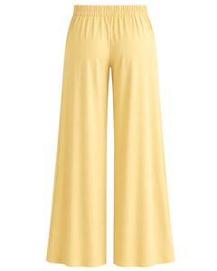 <b>Light</b> Yellow Wide Leg Pants Women High Waist Drawstring Loose Fit Casual Straight Trousers Soft Comfortable <b>Lounge</b> Wear Fashion - Product Image 2