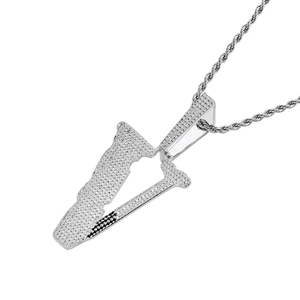 Mens Hip Hop V Pendant Rhinestone Necklace <b>Iced</b> <b>Out</b> Letter V Charm Bling <b>Chain</b> Streetwear Moissanite Jewelry Accessories Gift - Product Image 2