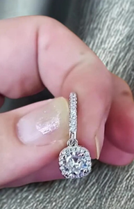 925 Sterling <b>Silver</b> Round Cut Moissanite <b>Earrings</b> Gift For Anniversary & <b>Wedding</b> - Product Image 5