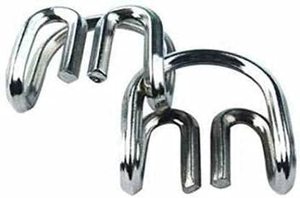 Magic World Boys One Metal Brain Teaser Puzzle Trick (Argent) |   Style griffes du diable |   Démêler les pièces métalliques jumelées |   Classique - Product Image 1
