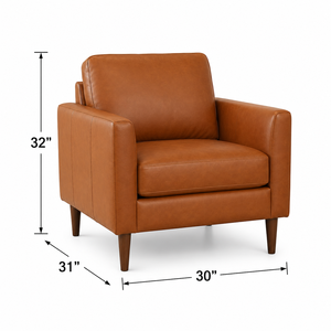 Sillón de Cuero Moderno de Mediados de Siglo con Patas de Madera Maciza, Silla para Sala de Estar, Mueble de Ocio Duradero, Sillón de Cuero Decorativo - Product Image 3