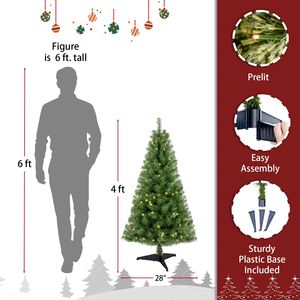 Albero di Natale Artificiale Realistico in Abete di Norwood da 120 cm con 100 Luci LED Bianco Caldo, 241 Punte di Rami, Pre-Illuminato, con Supporto, in PVC Verde - Product Image 6