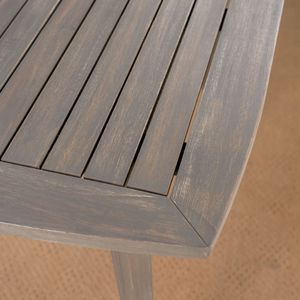 Tavolo Quadrato da Esterno in Legno di Acacia con Gambe Diritte Colore Grigio - Product Image 3