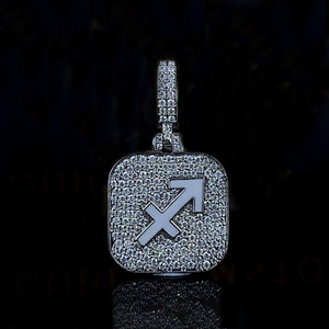 Pendentif flèche personnalisé en moissanite taille ronde, en argent sterling 925, unisexe, style hip-hop, bijoux glacés pour cadeaux - Product Image 1