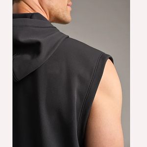 Sudadera con Capucha sin Mangas para Hombre, de Poliéster Tejido, Color Negro Sólido, con Bolsillo, Corte Regular, Secado Rápido, para Otoño - Product Image 5