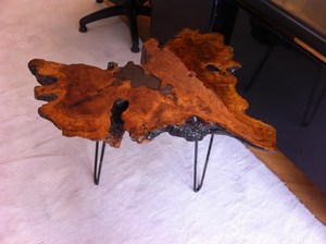 Handmade Live Edge Wood <b>Coffee</b> <b>Table</b> Rustic Irregular Shape Black Metal Legs Indoor Furniture Decor Natural burl wood finish - Product Image 4